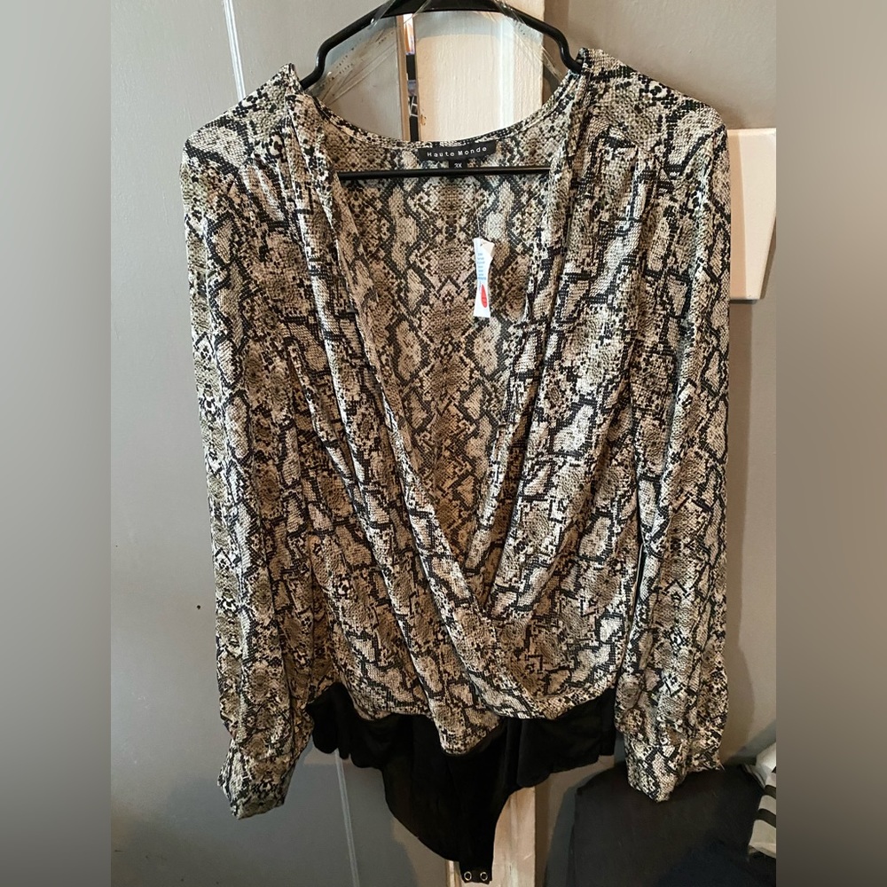 Snakeskin fabric bodysuit